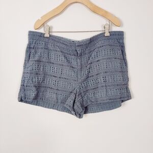Gap Women's Eyelet Shorts in Blue Size 14 Bohemian 100% Cotton Cottagecore